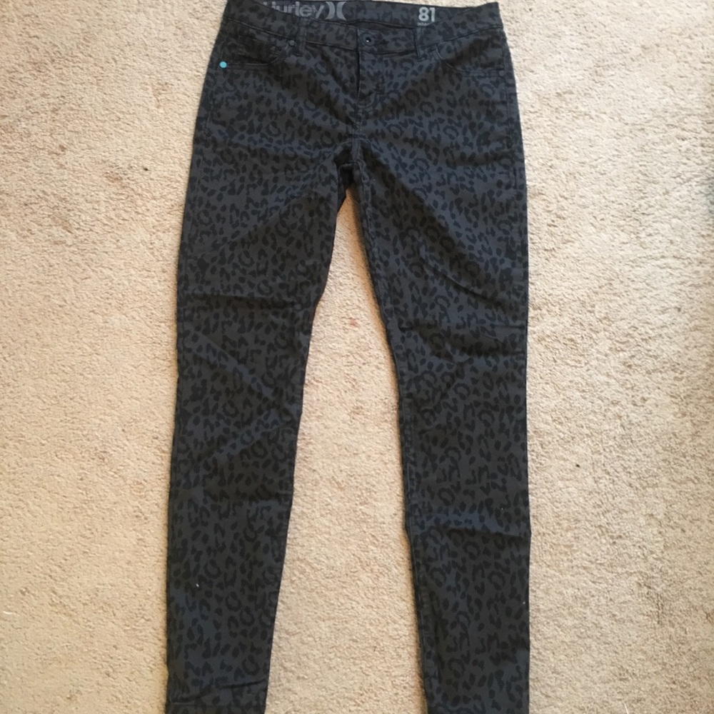 Women's black cheetah print jeans